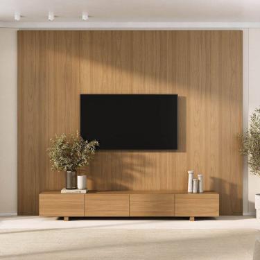 Imagem de Rack com Painel para Tv até 86 Polegadas Liso 280x250cm Aruá Cabecasa Madeiraoriginals Jatoba