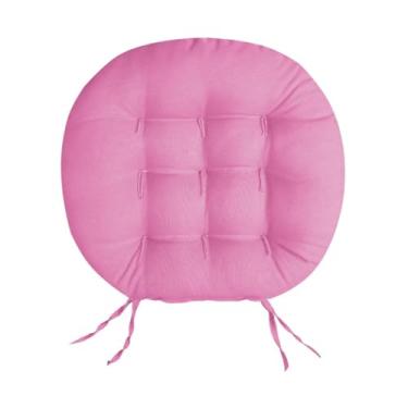 Imagem de Almofada Futon Redonda para Assento de Cadeira 40x40 cm com 9 Furos Almofada de Cadeira Decorativa e Confortável (Rosa Chiclete)