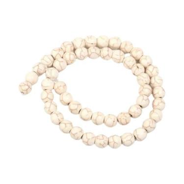 Imagem de Contas De Pedra Natural Turquesa Branca 3-20mm Contas Redondas Soltas 