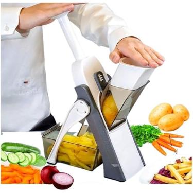 Imagem de Mandoline Profissional 5 em 1 – Cortador e Fatiador Multifuncional para Legumes, Vegetais e Batatas