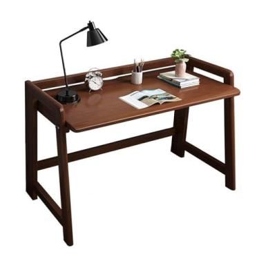 Imagem de Mesa de computador de escritório em casa, mesa de mesa, mesa de computador moderna e minimalista, mesa de escrita para estudantes, mesa de estudo, mesa de cozinha dobrável de madeira maciça (85 cm
