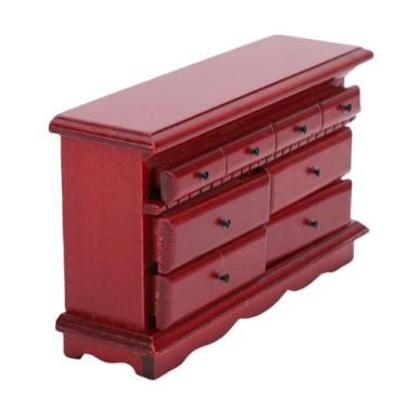 Imagem de Cryfokt Armário de Gaveta para Casa de Bonecas Delicado 1/12, Design Requintado para Cenas Em Miniatura, Madeira de Bétula (Mogno)