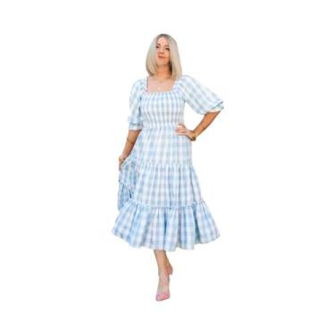 Imagem de Vestido Longo Amarelo Xadrez Para Mulheres Estilo Elegante De Festa Na