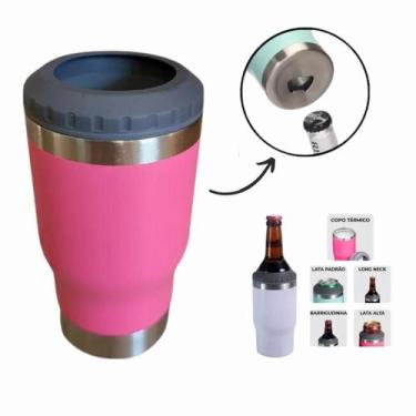 Imagem de Copo Térmico inox Lançamento 5x1 420ml para Long Neck e Lata - BM, Ros
