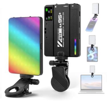 Imagem de Luz de Vídeo RGB Bolso Preenchimento LED para Fotografia 2500K-9000K Ajustável 22 Efeitos Cena Alta Brilho 95 CRI Conferência Computador Tablet Telefone Câmera DSLR Bateria Integrada com Suporte