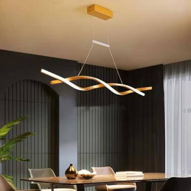 Imagem de Lustre Pendente LED em Espiral Moderno - Cores Ouro/Rosa/Preto, Ideal para Sala de Estar, Quarto ou Hall, Decoração Fashion e Funcional (Estilo/A Ouro（110-220V）)
