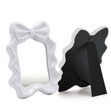 Imagem de YuanQ Espelhos de maquiagem de mesa ondulados espelho irregular para mesa de mesa, espelho de penteadeira, espelhos pendurados na parede, espelho ondulado de mesa com suporte, decoração de casa