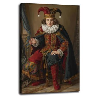 Imagem de Jester Poster Retrato Impressão em Tela Arte de Parede Histórica Para Casa 1 Painéis Decorações Com Emoldurado 45,7 cm x 30,5 cm