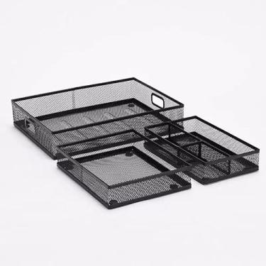 Imagem de Organizador de Mesa Aramado com Gaveta Porta Papéis para Escritório e Home Office,Ideal para Profissionais e Estudantes(Kit 3 Caixas)