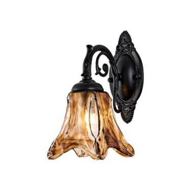 Imagem de Candeeiro de parede vintage moderno arandelas de cabeceira abajur de vidro claro marrom sala de estar fundo corredor escada banheiro quarto luzes de parede base E27