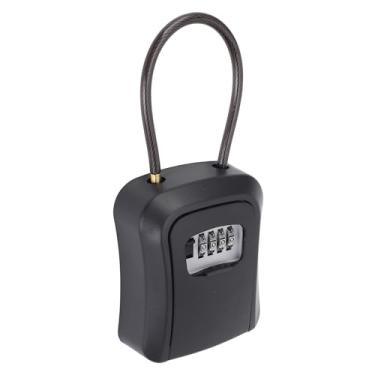 Imagem de aqxreight Caixa de Chaves Resistente à água para Montagem Em Parede Cofre de Chave de Combinação de 4 Dígitos para Maçaneta da Porta Cerca de Metal Trilhos Pretos As Cercas para Pendurar Em Qualquer