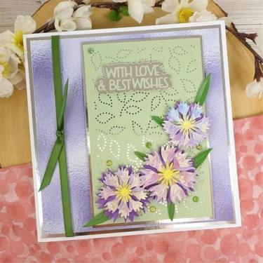 Imagem de Lapoo Matriz de corte de flores para álbum de recortes - durável, estêncil cortado para álbum de fotos faça você mesmo, cartão de papel decorativo, suprimentos para fazer cartões de metal (íris 9,9 x