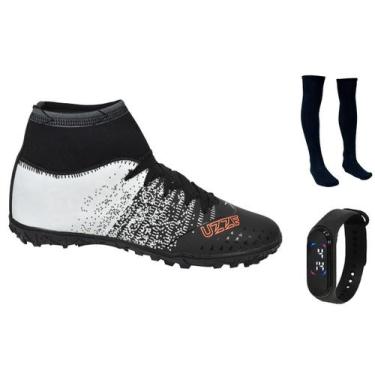 Imagem de Chuteira Cano Alto Society Botinha Costurada + Meião + Relógio Digital