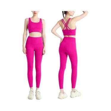 Imagem de Conjunto De Yoga Feminino De Verão 2 Peças: Top Esportivo De Nylon Com