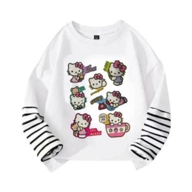 Imagem de Camiseta De Algodão De Manga Longa Com Estampa Da Hello Kitty Para Men