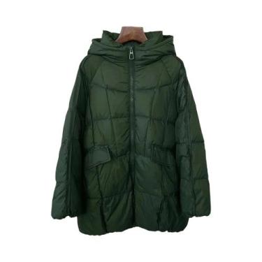 Imagem de Jaqueta Feminina plus Size Com Capuz De Plumas De Pato Brancas, Casaco