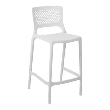 Imagem de Banqueta Alta Para Cozinha Branca Empilhável Vênus Em Polipropileno Acrilys