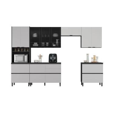 Imagem de Cozinha Completa Itatiaia Lumina 350cm Em Madeira Mdf Grafite/fendi