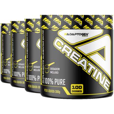 Imagem de Combo 4x Creatina Monohidratada 100% Pura 300g Adaptogen