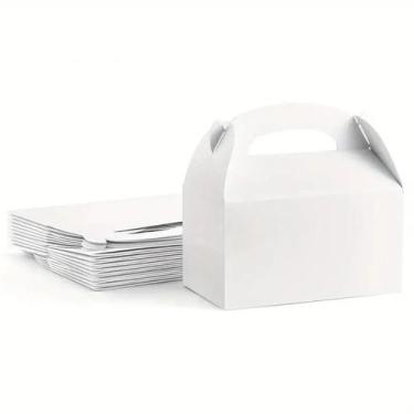 Imagem de Caixa de presente, papel kraft branco com alça, 10 peças, 12x6x8cm - y