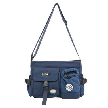 Imagem de Bolsa mensageiro casual de lona, ombro, grande capacidade, masculina -