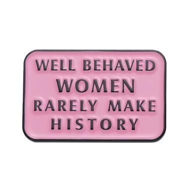 Imagem de Broche Pin Women Empowerment Retangular em Liga Rosa de 6 cm - yiweisa