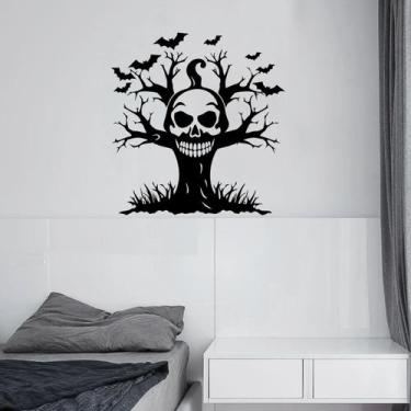 Imagem de Adesivos de parede Halloween Skull Tree com morcegos PVC 28x29cm - yiw