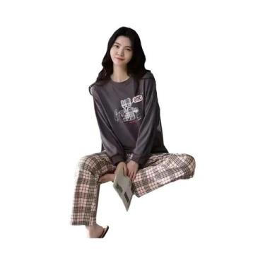 Imagem de Conjunto De Pijamas De Manga Longa Para Mulheres plus Size, Roupas De 