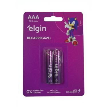 Imagem de Pilha AAA Elgin Recarregável 900mAh Cartela com 2 Unidades