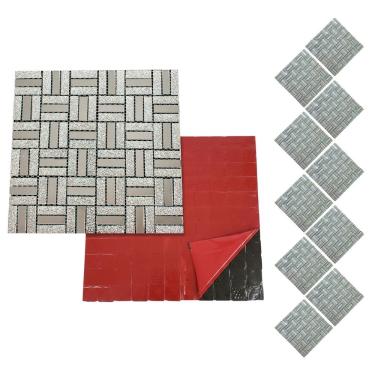 Imagem de Pastilha De Vidro Kit 10 Uni Adesiva Parede Sala Cozinha Banheiro Facil Aplicacao Decorativa Moderna Requintado Reforma