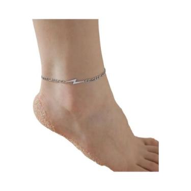 Imagem de Tornozeleira Feminina De Aço Inoxidável Com Pingentes De Gato E Avião 