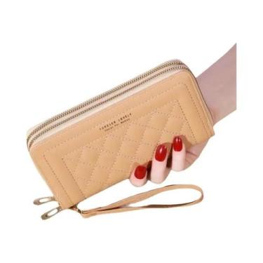 Imagem de Carteira Feminina Longa Com Franjas, Zíper Duplo, Couro PU, Porta-Cart