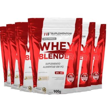 Imagem de 6x whey blender concentrado baunilha 900g hf suplementos