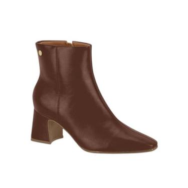 Imagem de Bota Feminina Cano Curto Salto Bloco Médio Vizzano 3109.100 - Café - 3