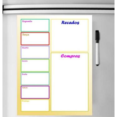 Imagem de Ímã De Geladeira Porta Recados Anotações Planner Semanal c/ caneta - n