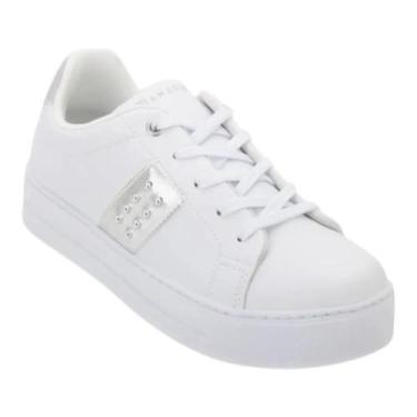 Imagem de Tênis Feminino Ramarim Casual Plataforma 25-93121 Cor:Branco PrataTama