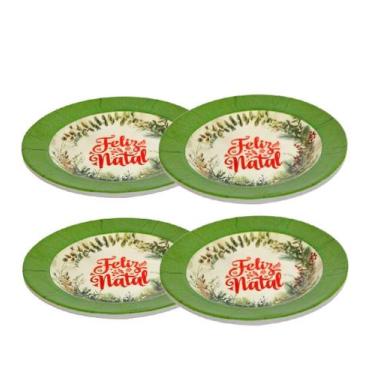 Imagem de Conjunto 4 Pratos Em Melamina Para Sobremesa Feliz Natal 17,5cm - WARI