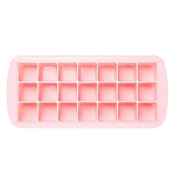 Imagem de Bandeja de cubo de gelo molde de cubo de gelo com tampa silicone azul rosa ferramenta de frutas máquina de sorvete bandeja de cubo de gelo barra reutilizável acessórios de cozinha molde de cubo de gelo (cor: D rosa)