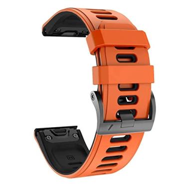 Imagem de GANYUU Pulseira de silicone de liberação rápida de 26mm 22mm para Garmin Fenix 7 7X 6X 6X Pro 5X 3 3HR Pulseira de relógio fácil de encaixar para Garmin Fenix 6 6 Pro Watch (Cor: Laranja