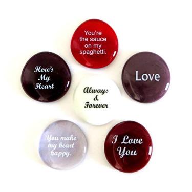 Imagem de Pedras de vidro romance, mensagens de amor e carinho para seus entes queridos. Conjunto de seis, da Lifeforce Glass.