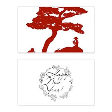 Imagem de China Cow Tree Culture Outline New Year Festival Greeting Card Bless Message Gift