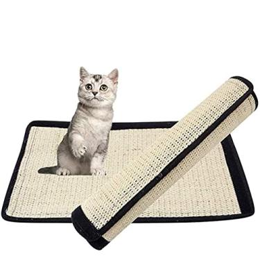 Imagem de YONII Pacote com 2 tapetes para arranhar gatos, tapete de sisal natural para gatos, protetor de arranhões para animais de estimação e proteção para sofá, capa para almofadas de arranhar gatos para evitar arranhões de móveis, protetor de sofá para gatos