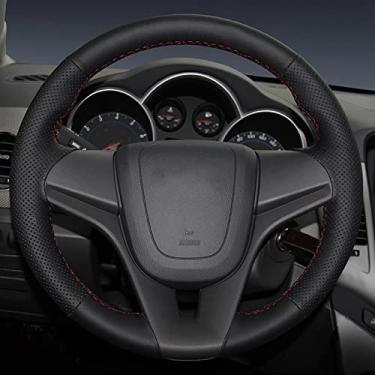 Imagem de LAYGU Capa de volante de camurça de couro costurado à mão, para Chevrolet Cruze 2009-2014 Aveo 2011-2014 Orlando 2010-2015