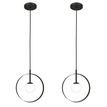 Imagem de Kit 2 Luminárias Pendente Teto Círculo Globo Moderno Preto