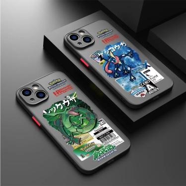 Imagem de Casos à prova de choque Pokemon Emerald Greninja Sac  Matte Case para iPhone 13  12  11  14 Pro Max