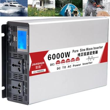 Imagem de Inversor de energia de onda senoidal pura - 4000W-8000W - Converte DC 12V/24V/48V/60V para AC 110V/220V - Ideal para motorhomes, caminhões, barcos e acampamentos,6000W-12Vto220V