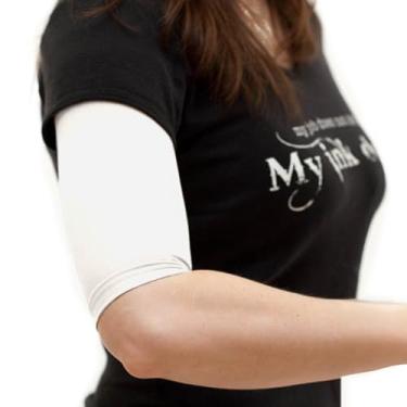 Imagem de Tatjacket Capa para corretivo de tatuagem, cobertura superior do braço ou da panturrilha, proteção FPS 50, sem deslizamento, para homens e mulheres (unissex), pacote com 2, pequeno, branco
