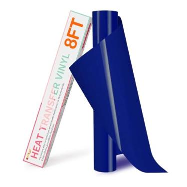 Imagem de HTVRONT Rolos de vinil HTV Vinil de transferência de calor - 30,5 cm x 2,4 m Vinil HTV azul para camisas, ferro em vinil para todas as máquinas de corte - Fácil de cortar e remover ervas daninhas para
