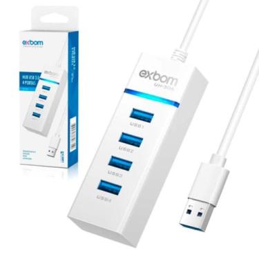 Imagem de Hub USB 3.0 Extensor USB Com 4 Portas Led Indicador até 5.0 Gbps Alta Velocidade – Exbom/Knup - BCO
