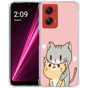 Imagem de Beaucov Capa para Moto G Stylus 5G 2024, gato verde gato amarelo proteção contra quedas capa à prova de choque TPU capa protetora de corpo inteiro resistente a arranhões para Motorola Moto G Stylus 5G